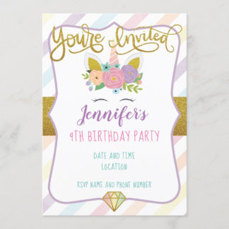 Unicorn Birthday Invitation