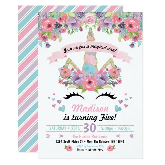 Unicorn Birthday Invitation Unicorn Birthday Invitation