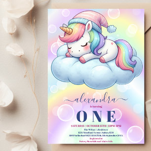 Unicorn Birthday Invitation 1st