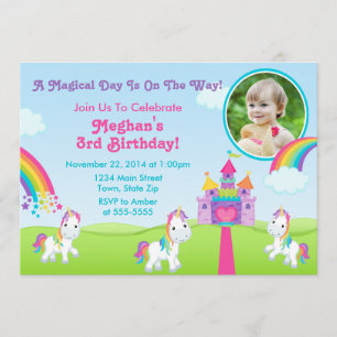 Unicorn Birthday Invitation 5x7 Photo Card