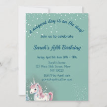 Unicorn birthday invitation card