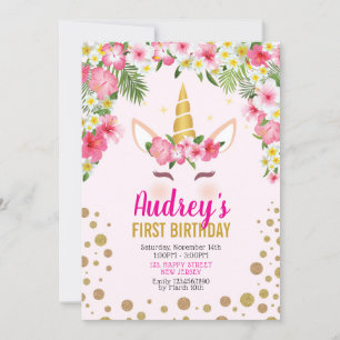 Unicorn Birthday Invitation. Girl Birthday Invitation