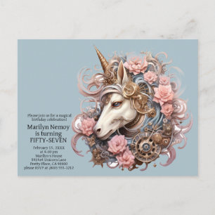 Unicorn Birthday Invitation Invite Invites Postcar Postcard