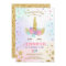 Unicorn Birthday Invitation Pink Gold Magical