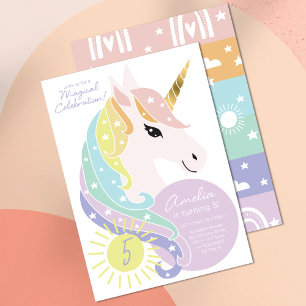Unicorn Birthday Invitation, Rainbow Unicorn Party Invitation