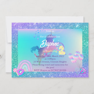 Unicorn Birthday Invitation, turning 2 invitation