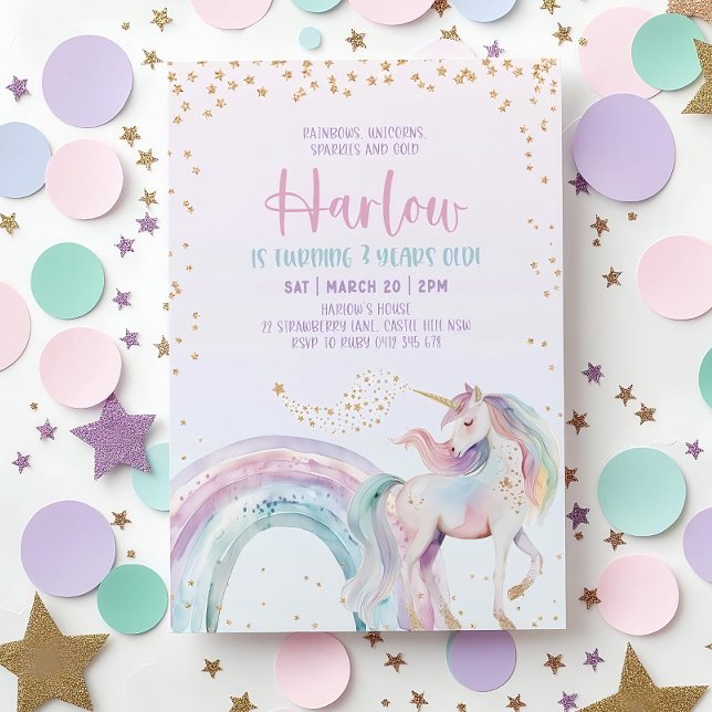 Unicorn Birthday Invitation, Unicorn Invitation (Creator Uploaded)