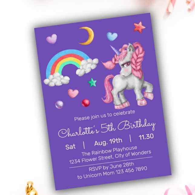 Unicorn Birthday Invitation - Unicorn Party (Creator Uploaded)