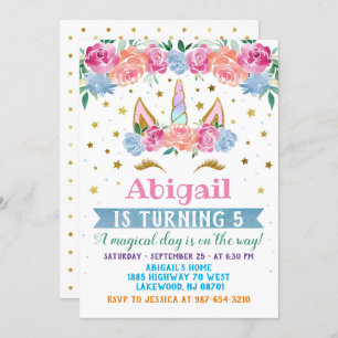 Unicorn Birthday Invitation, Unicorn party invite