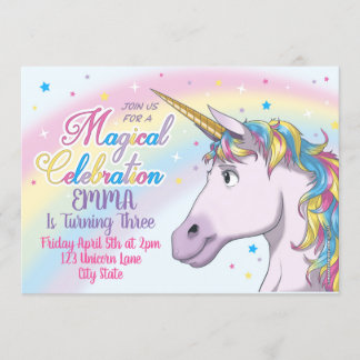 Unicorn Birthday Invitation, Unicorn Party Invite