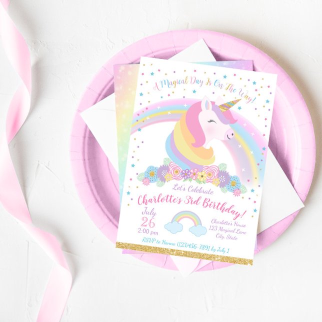 Unicorn Birthday Invitation, Unicorn Party Invite (Creator Uploaded)