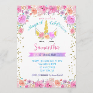 Unicorn Birthday Invitations