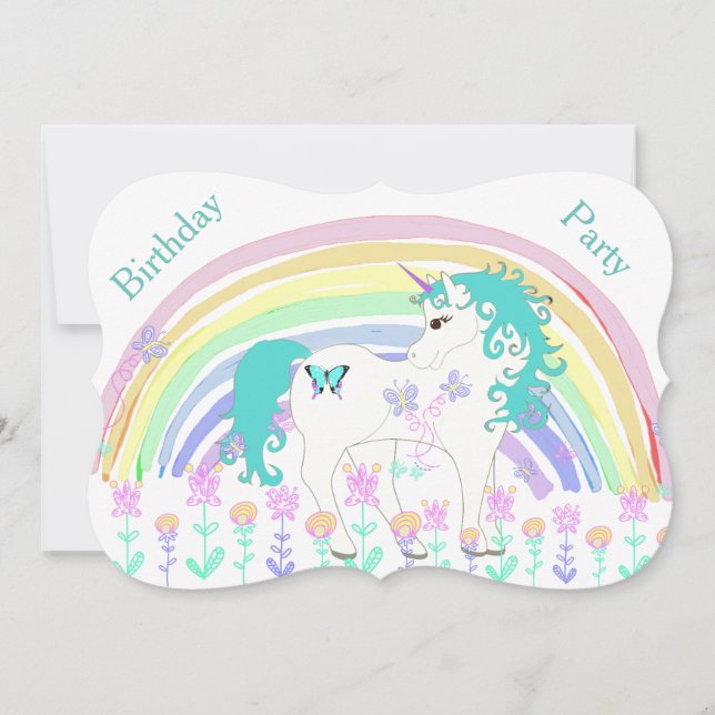 Unicorn Birthday Invitations (Front)