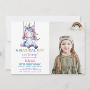 Unicorn Birthday Invitations with photo