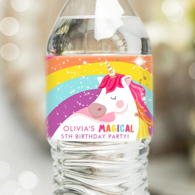 Unicorn Birthday Label Rainbow Magical Girl Pink (Creator Uploaded)