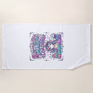 Unicorn Birthday Magic Loading Colourful Marketpla Beach Towel