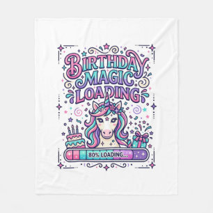 Unicorn Birthday Magic Loading Colourful Marketpla Fleece Blanket
