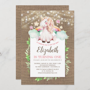 Unicorn Birthday   Magical and Rustic Invitation