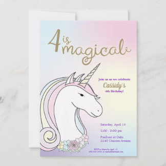 Unicorn Birthday; Magical Girls Party Invitation