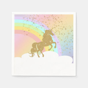 Unicorn Birthday Napkin - Gold Unicorn