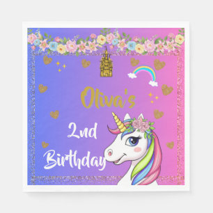 Unicorn Birthday Napkins Rainbow Unicorn Party