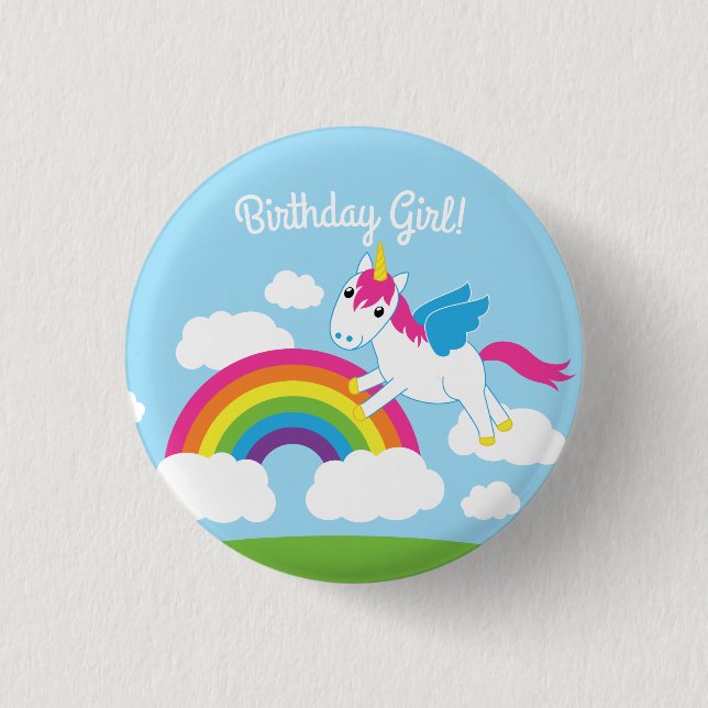 Unicorn Birthday Party 3 Cm Round Badge (Front)
