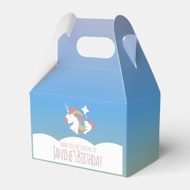 Unicorn Birthday Party Clouds Colourful Gradient   Favour Box (Front Side)