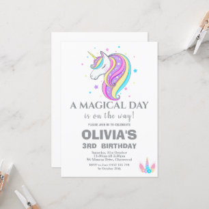 Unicorn Birthday Party Decorations Invitation