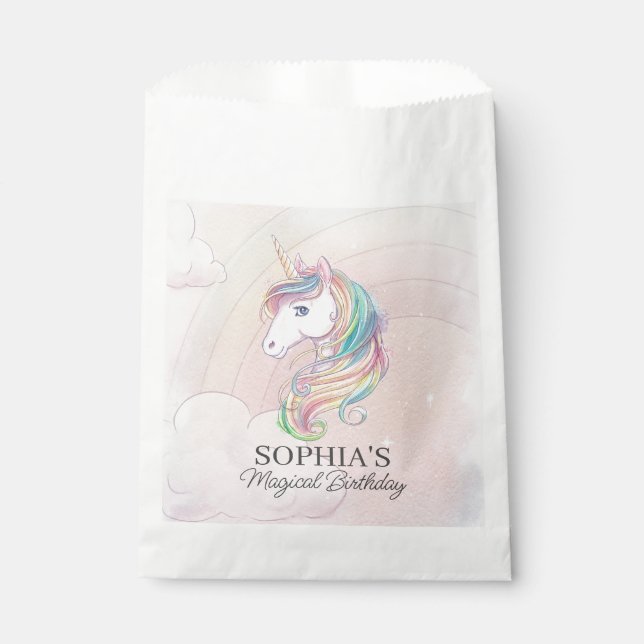 unicorn birthday party dessert favours favour bag (Front)