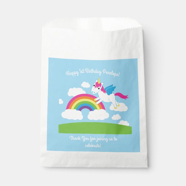 Unicorn Birthday Party Favour Bag (Front)