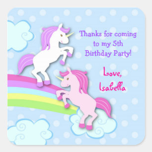 Unicorn Birthday Party Favour Stickers