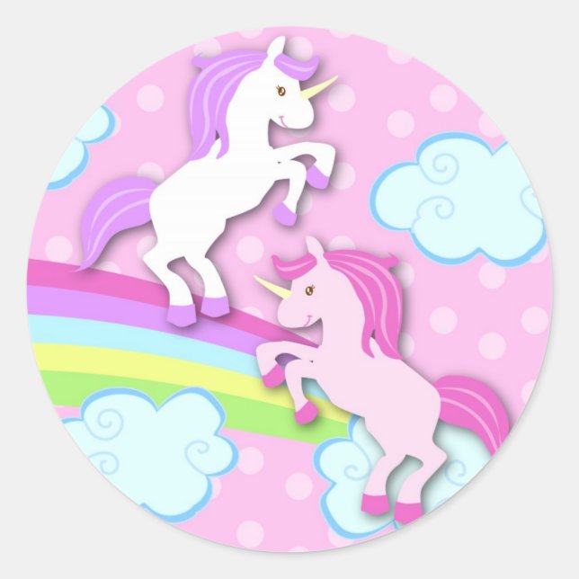 Unicorn Birthday Party Favour Stickers (Front)