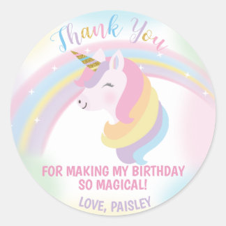 Unicorn Birthday Party Favour Stickers