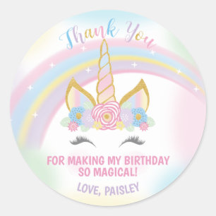 Unicorn Birthday Party Favour Stickers