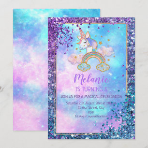 Unicorn Birthday Party Girl Invitation