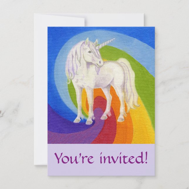 Unicorn birthday party invitation (Front)