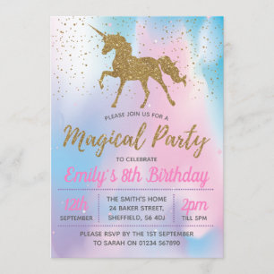 Unicorn birthday party invitation