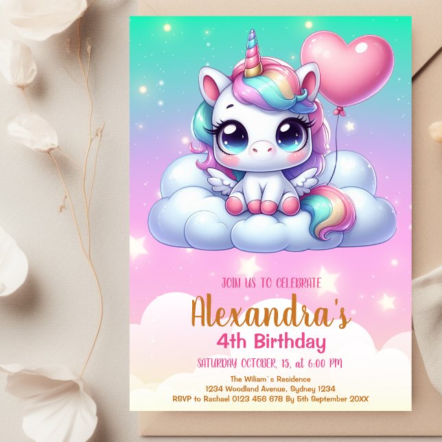 Unicorn Birthday Party Invitation (Creator Uploaded)