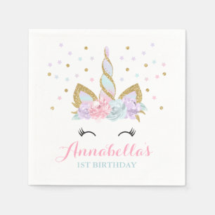 Unicorn Birthday Party Napkin Whimsical Unicorn