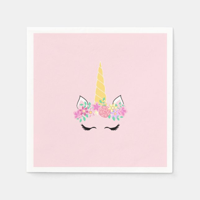 Unicorn Birthday Party Paper Napkins (Front)