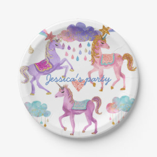 Unicorn birthday party paper plates