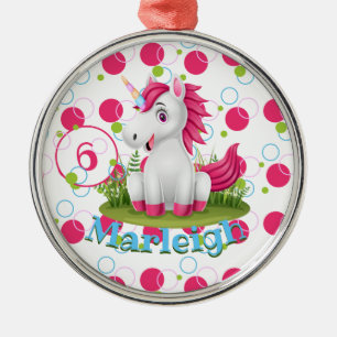 Unicorn Birthday Party Personalized Metal Ornament