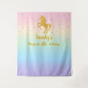 Unicorn Birthday Party Photo Backdrop Tapestry