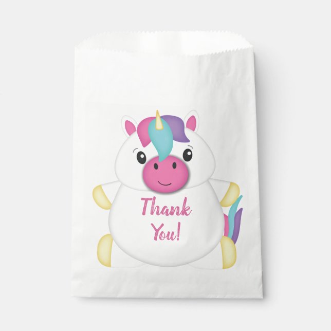 Unicorn Birthday Party Pink Favour Bag (Front)