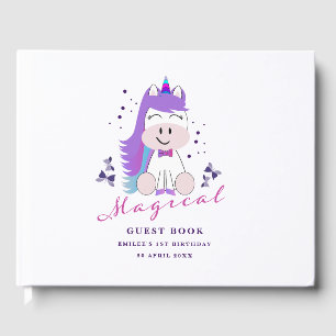 Unicorn Birthday Party Rainbow Colors Guest Book