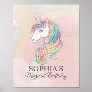 Unicorn birthday party rainbow party sign