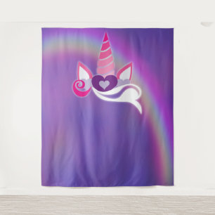 Unicorn Birthday Party Rainbow Photo Backdrop Tapestry
