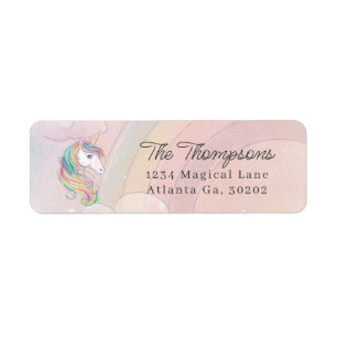 Unicorn birthday party return address label