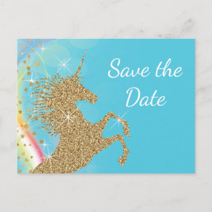 Unicorn Birthday Party Save The Date Postcards