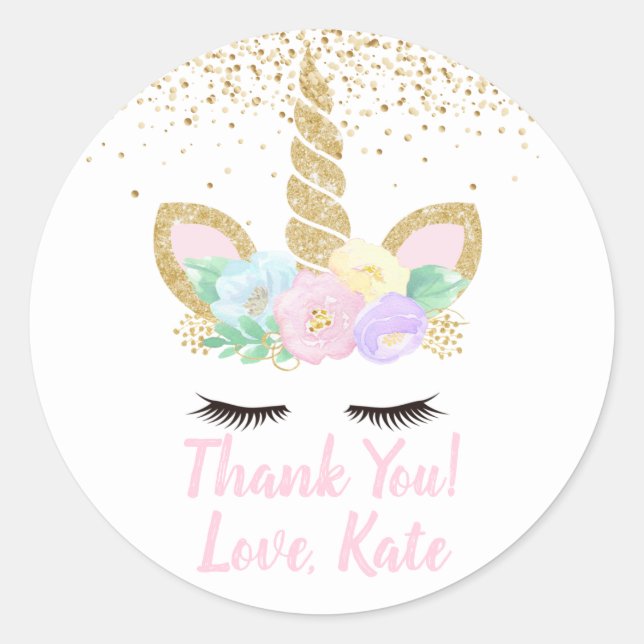 Unicorn Birthday Party Sticker (Front)